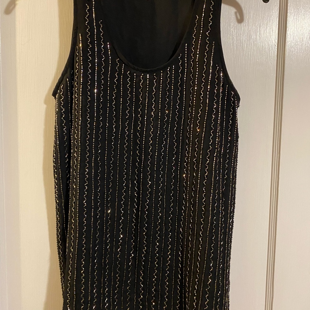 Vintage fully lined black beaded top size S